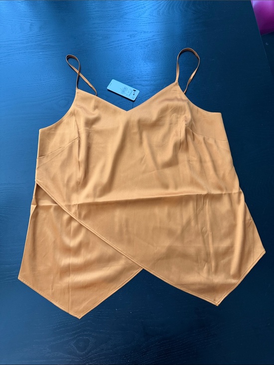 Express Tops - Express Mustard Asymmetrical Spaghetti-Strap Cami